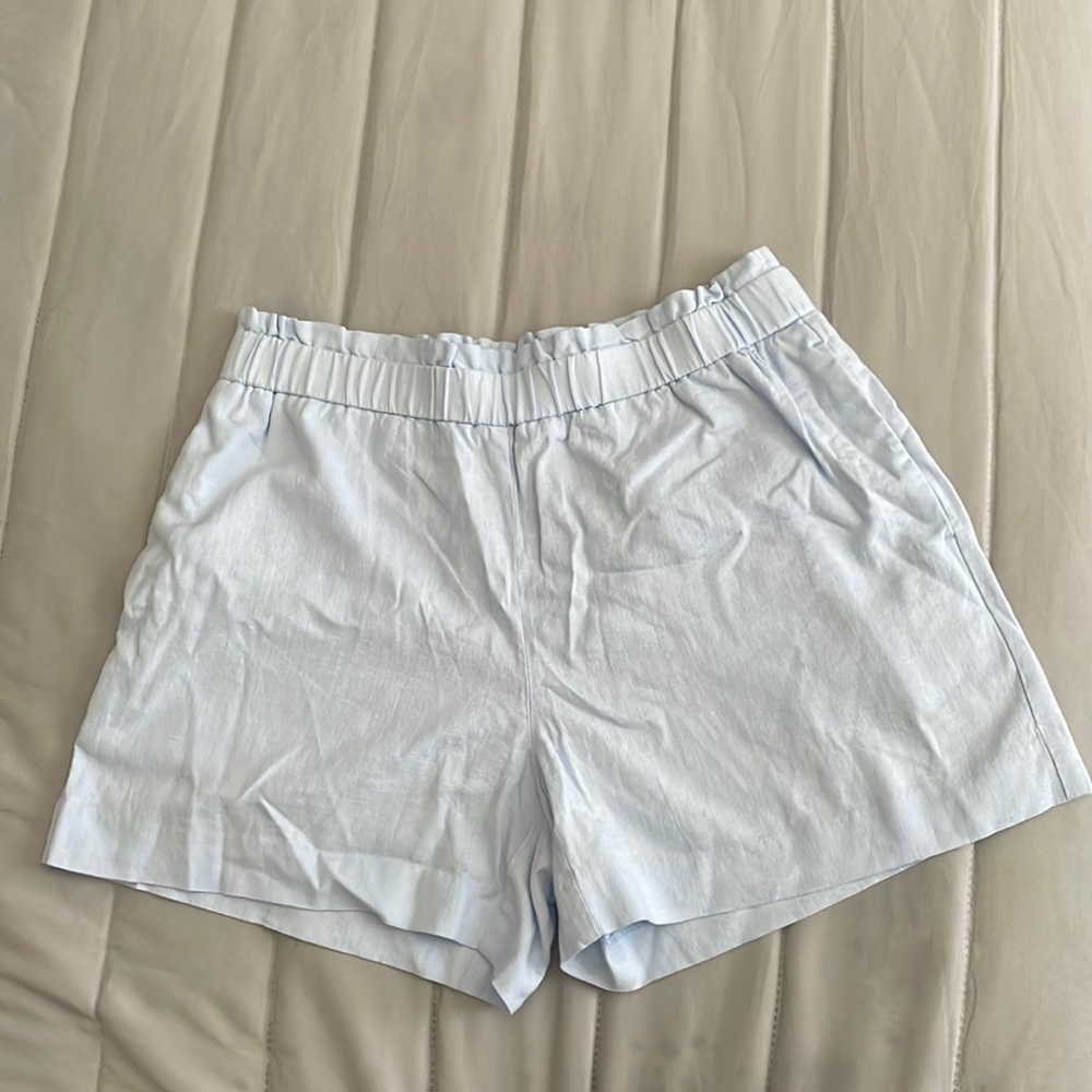 Baby blue linen shorts